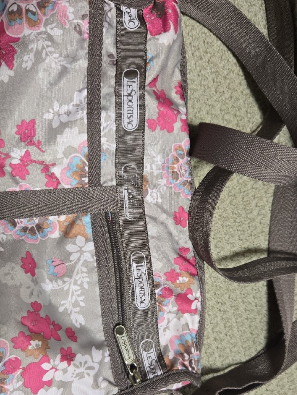 LeSportsac Taupe Floral Bag with Pink and Blue Accents - Picture 6 of 16